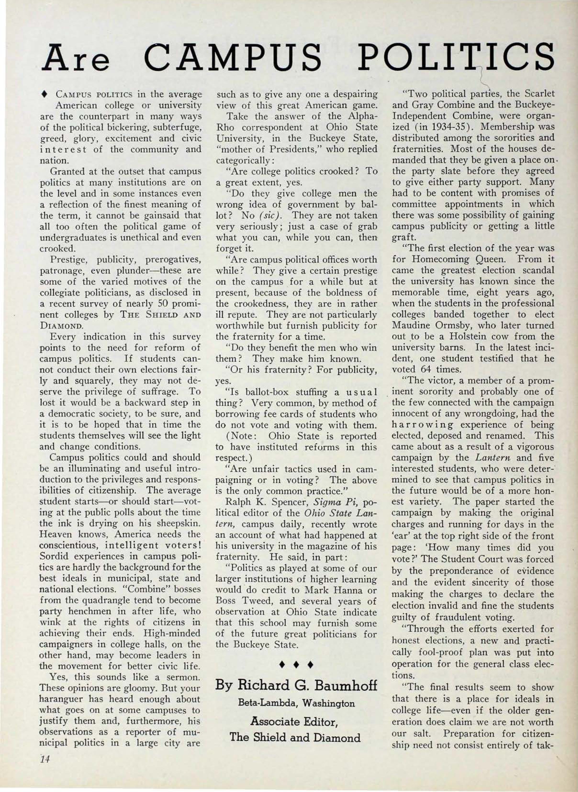 Are Campus Politics Crooked? - Yes or No?